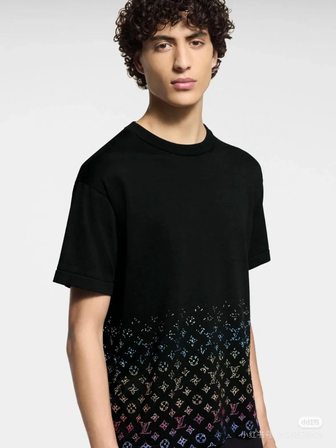 Louis Vuitton/Louis Vuitton 25ss gradient old flower diamond knitted short sleeves